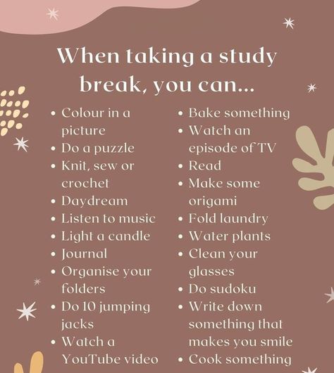 Study Break Ideas, Inspirational Quotes Study, At Home Diy Crafts, Revision Motivation, Studie Hacks, Study Snacks, Motivation Help, Activities Outdoor, Break Ideas