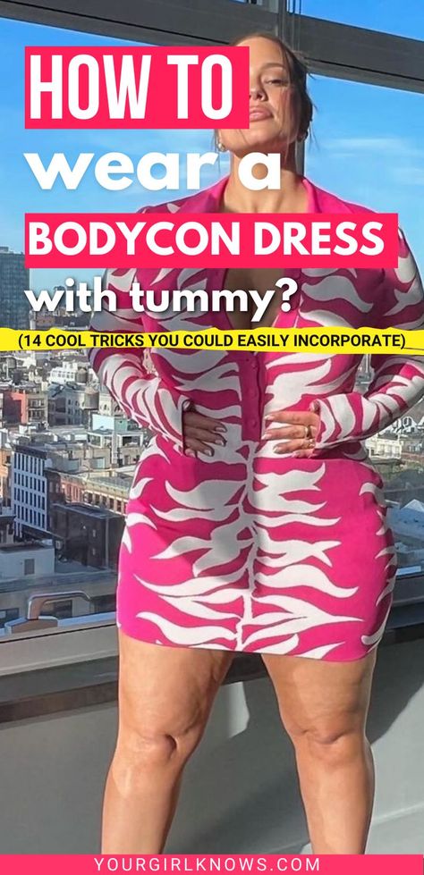 Wearing a bodycon dress doesn't have to be scary, regardless of your size. Here are four tips on how to rock the look and feel confident in what you're wearing. Plus, bonus tips for when you want to hide your tummy! Curvy Bodycon Dress Outfit, Ripped Dress Outfit, How To Wear Bodycon Dress, Dress For Thicker Women, Tummy Hiding Dress, Bodycon Dress Styling Ideas, Dresses To Hide Tummies, How To Style A Bodycon Dress, Long Body Con Dress Outfit