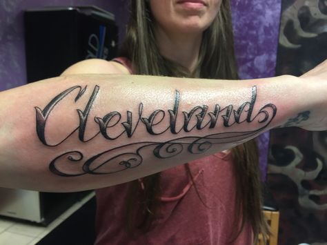 Cleveland Tattoo Ideas, Cleveland Indians Tattoo, Cleveland Tattoo, Cleveland Downtown, Brown Tattoo, The Agora Cleveland, Jason Brown, Browning Tattoo, Cleveland Skyline