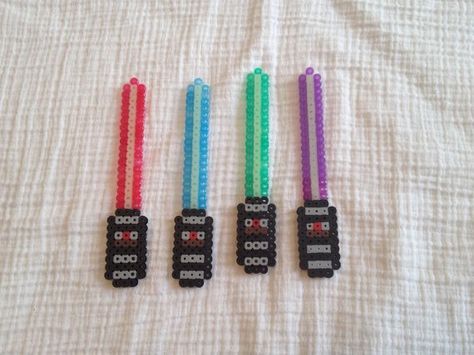 Starwars Perler Bead Patterns, Glow In The Dark Perler Bead Patterns, Star Wars Perler Bead Patterns, Dark Lightsaber, Anime Perler Beads, Lightsaber Star Wars, Anime Perler, Hama Art, Melt Beads Patterns