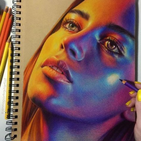 Pencil Color Drawing, Colored Pencil Artwork Ideas, Colour Pencil Drawing, Portrait Au Crayon, Colored Pencil Art Projects, Colored Pencil Portrait, Pencil Portrait Drawing, Prismacolor Art, Colored Pencil Artwork