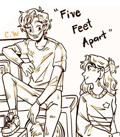 Will Newman and Stella Grant from 'Five Feet Apart' Will And Stella Five Feet Apart Fanart, Five Feet Apart Sketch, Stella And Will Five Feet Apart, Will Newman Five Feet Apart, Five Feet Apart Fanart, Lungs Drawing, Series Drawings, Five Feet Apart, Best Movie Lines