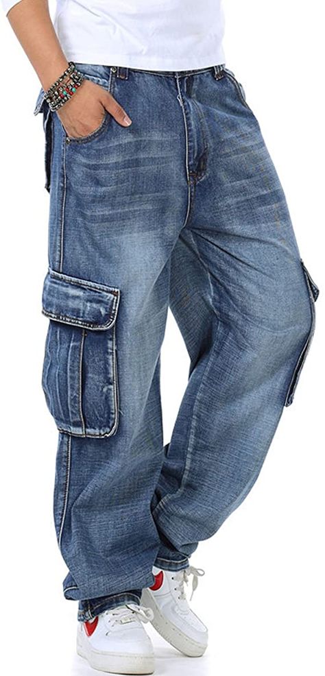 Cargo Pants Baggy, Ropa Hip Hop, Denim Jogger Pants, Hip Hop Jeans, Denim Pants Mens, Denim Cargo Pants, Casual Denim Pants, Mens Fashion Rugged, Hipster Mens Fashion