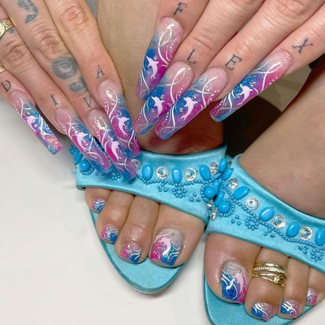 Nail Designs Trending Now, Curved Nails, Diva Nails, Cute Toe Nails, Daisy Nails, Exotic Nails, Long Acrylic Nails Coffin, Long Square Acrylic Nails, Nail Tattoo