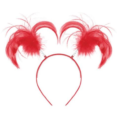 Amscan Feathers  Ponytails Headband (1 Piece), Red, 7.5 x 4.3" * You can get additional details at the image link. Red Pigtails, Red Ponytail, Fun Ponytails, Feather Shoes, Kinds Of Hats, Pink Head, Pink Headband, Red Headband, How To Make Headbands