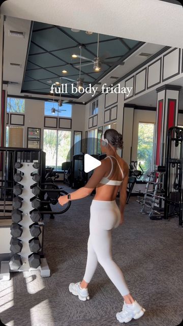 Sav🍒 on Instagram: "happy full body friday!! 🤍  this workout is great because it’s quick, dumbbell only, and works full body  exercises: -heel elev squat -rdl -single arm row -bi curl to hammer -tri extension  -plank raises -inout jump squats  wearing @dfyne.official impact collection- lunar rock leggings and ivory sports bra discount code: SAVANNAH" Lower Body With Dumbbells, Womens Lower Body Workout, Full Body Workout Dumbell Women, Full Body With Dumbbells, Full Body Work Out, Full Body Workout At Gym, Super Set Workouts, Quick Full Body Workout, Full Body Exercises