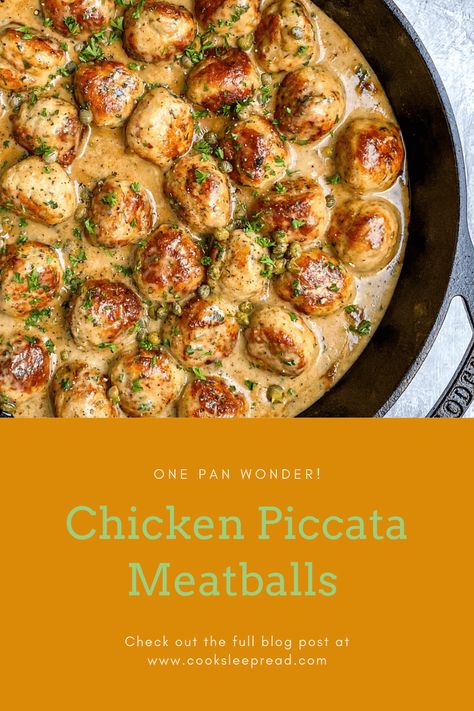 Chicken Piccata Meatballs, Piccata Sauce, Lemon Cream Sauce, Pancetta Recipes, Rustic Chicken, Lemon Cream Sauces, Lemon Chicken Recipe, Chicken Piccata, Chicken Meatballs