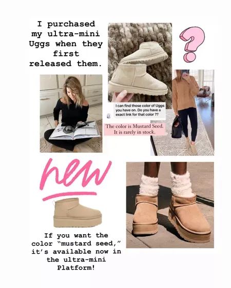 Classic ultra-mini platform Uggs! Love them! Also available in the difficult to find color: mustard seed #LTKstyletip #LTKshoecrush Mini Platform Uggs, Ultra Mini Uggs, Platform Uggs, Ugg Mini, Find Color, Mustard Seed, Classic Mini, Style Board, Mustard