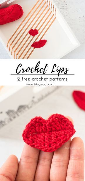 Small Crochet Applique Patterns Free, Crochet Lips, Types Of Lips, Mug Cozies, Motifs D'appliques, Crochet Puff Flower, Crochet Applique Patterns Free, Crochet Embellishments, Photobooth Props