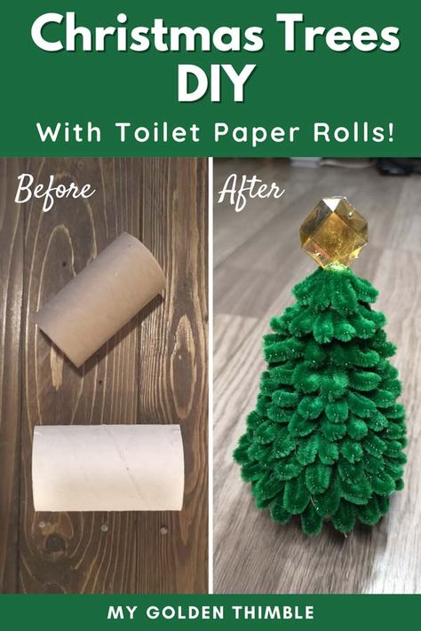 Toilet Paper Roll Christmas Trees DIY. Easy Tutorial. Christmas Tree Made From Toilet Paper Rolls, Toilet Paper Roll Garland Diy, Christmas Trees Made From Toilet Paper Rolls, Toilet Roll Christmas Trees, Toilet Paper Tubes Crafts, Toilet Paper Roll Train, Toilet Paper Roll Crafts Christmas Tree, Toilet Paper Roll Trees, Toilet Paper Tube Christmas Crafts