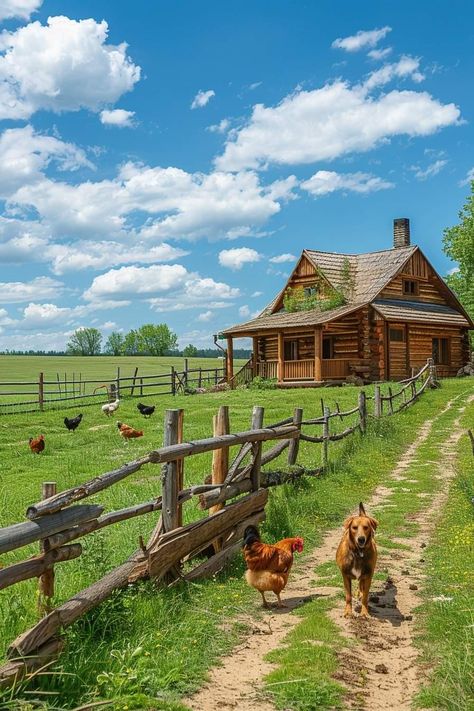 Log Home Interior, Stone Cabin, Log Cabin Rustic, Beautiful Cabins, English Cottage Garden, Country Scenes, Hobby Farms, Village Life, Landscape Pictures