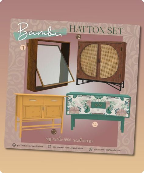 Sims 4 Furniture CC: Hatton SET By Bambisims