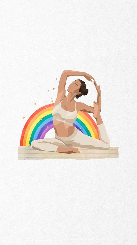 Rainbow Glitter Background, Yoga Wallpaper, Yoga Background, Wallpapers 2023, Yoga Woman, Yoga Illustration, Wallpaper Illustration, Aesthetic Yoga, Wallpaper Mobile