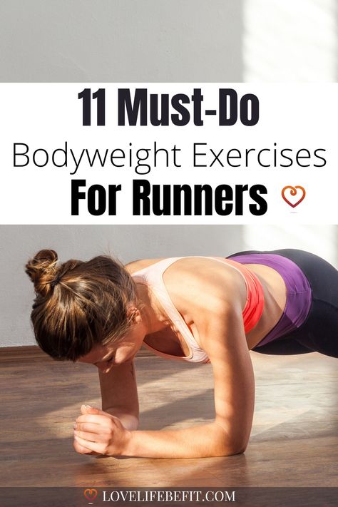 These must-do bodyweight exercises for runners will help you build a powerful runner's body - run stronger, longer and stay injury-free. Essential strength training for runners - find out more... Power Training Workout, Strength For Runners, Running Exercises, Marathon Prep, Runners Body, Exercises For Runners, Bodyweight Strength Training, Workout Labs, Runners Workout