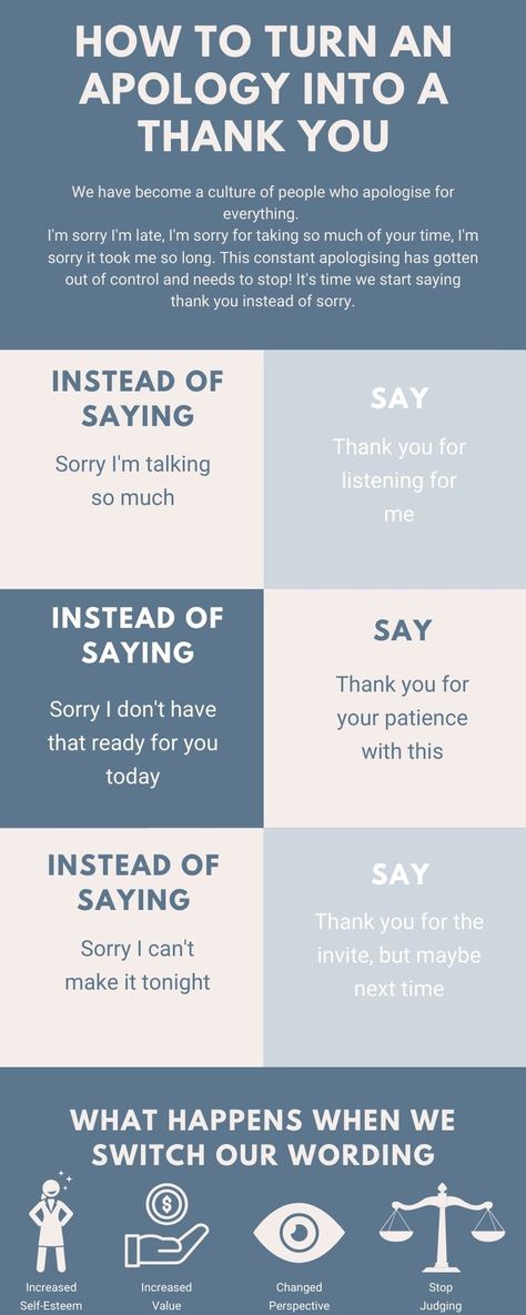 Stop Saying But, Instead Of Apologizing, Words To Say Instead Of Sorry, Sorry For Not Being There For You, How To Say Sorry In Different Ways, Things To Say Instead Of Thank You, Stop Saying Sorry Quotes, Things To Say Instead Of How Are You, How To Apologize Without Saying Sorry