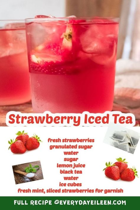 Strawberry Sweet Tea, Birthday Cake Models, Homemade Summer Drinks, How To Make Pink, Night Dinner Recipes, Food Truck Menu, Iced Drinks Recipes, Cake Models, Strawberry Drinks