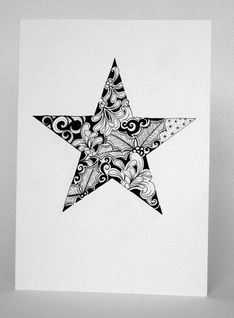 Stars Design Tattoo, Doodle Christmas Cards, Draw Christmas Cards, Tattoos Moon, Tattoos Celtic, Mandala Star, Draw Christmas, Wing Tattoos, Christmas Cards Drawing