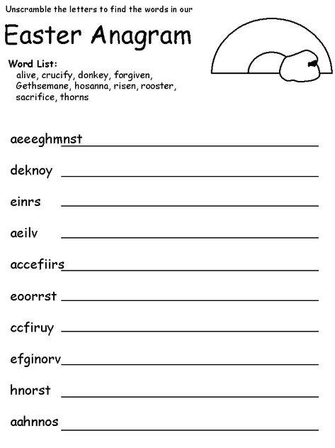 DLTK's Template Printing Anagram Words, Easter Quiz, Word List, Childrens Crafts, Template Printable, Elementary Schools, Kindergarten, Preschool, Word Search Puzzle