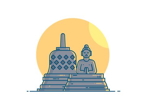 Borobudur Temple by Imam Syafei Hidayat on Dribbble Borobudur Temple Illustration, Borobudur Temple, Doodle Inspiration, Temple Art, Temple Design, Bracelet Design, Tattoo Idea, Global Community, Creative Professional