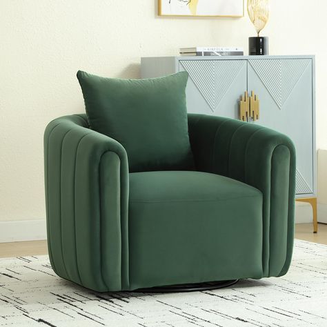 PRICES MAY VARY. Luxury velvet fabric: This barrel swivel chair is made from soft velvet fabric for next-to-skin comfort and has a lumbar pillow to support the lower back; the seat cushion is padded with high-density foam for top comfort and wrapping, it's the perfect centerpiece for your nursery 360 degree swivel accent chair: 360° swivel armchair designed for your leisure comfort, the free rotation makes the seat more flexible to meet your various needs. Sit on it and enjoy comfortable leisure Barrel Swivel Chair, Living Room Comfy, Chair For Nursery, Room Comfy, Comfy Living Room, Chair For Living Room, Nursery Chair, Velvet Accent Chair, Swivel Barrel Chair