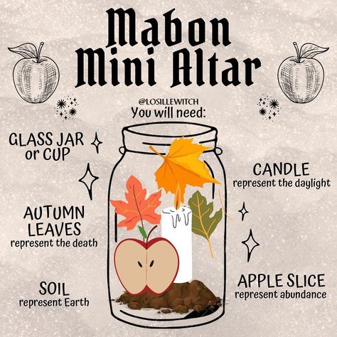 Mini Mabon Altar, Samhain Altar In A Jar, Fall Alter Ideas Witch, Mabon Altar In A Jar, Mabon Mini Altar, Mini Altar Ideas, Mabon Altar Ideas, Mabon Alter, Mabon Activities