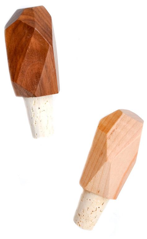 Interesting Bottle Stoppers Wine Gifts Diy, Cork Bottle, Wood Bottles, Bottle Toppers, Clever Hacks, Geometric Form, Bottle Stopper, Dining Accessories, Design Sponge