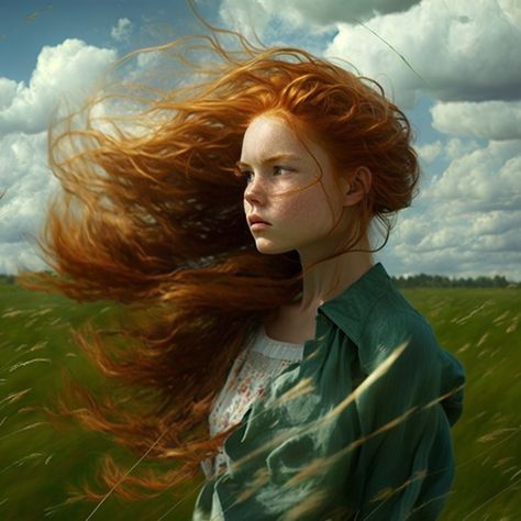 Wind Drawing, Flowy Hair, Windswept Hair, Wind Blown Hair, Hair In The Wind, Blow Dry Hair, Hair Photography, Hair Flow, Green Field