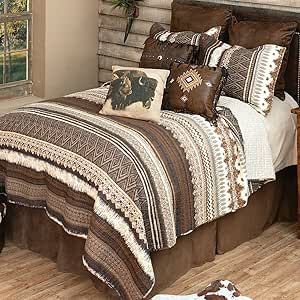 Southwest Bedroom, King Quilt Bedding, Gray Highlights, Western Room, Western Ideas, Rustic Comforter, Western Rooms, Western Bedding, Black Forest Decor