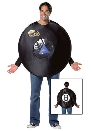 Magic 8 ball costume Magic 8 Ball Costume, 8 Ball Costume, Twister Costume, Toy Costumes, Halloween Wedding Favors, Luigi Costume, Apple Costume, Ball Costume, Video Game Costumes