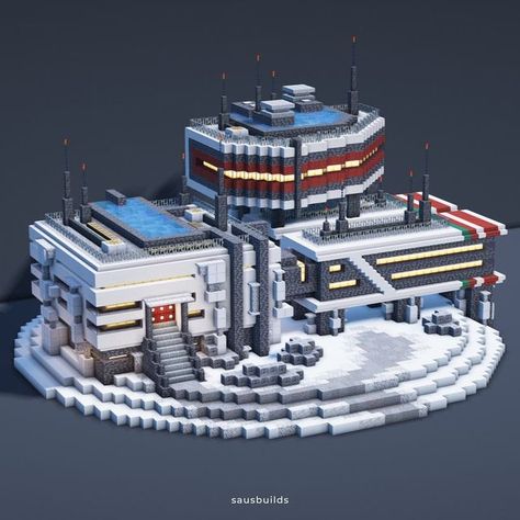 Saus on Instagram: "Winter Observation Base ❄️ =•=•=•=•=•=•=•=•=•=•=•=•=•=•=•=•= Follow me for regularly-posted and original content @sausbuilds DM for reposts & provide credit Shaders: BSL =•=•=•=•=•=•=•=•=•=•=•=•=•=•=•=•= #minecraft #minecraftdesign #minecraftart #pixelart #voxelart #pcart #microsoft #computergames #minecraft2022 #minecraftjava #minecrafthome #minecrafthouse #bedrock #minecraftgaming #architecture #home #mojang #medieval #medievalhouse #fanatasyart #minecraftbuilds #min Minecraft Space Station Ideas, Minecraft Space Building Ideas, Minecraft Sci Fi Base, Modern Base Minecraft, Minecraft Planet Build, Ice Base Minecraft, Futuristic Base Minecraft, Minecraft Architecture Ideas, Minecraft Star Wars Base