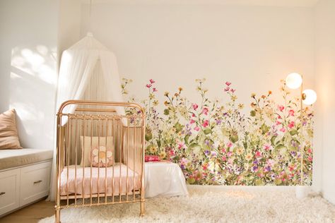 Buy Kids Wall Stickers Online | Nursery Prints & Artwork Australia – Little Rae Prints Wall Murals Painted Above Bed, Flower Wall Decals For Girls Room, Pink Wildflower Nursery, Whimsical Floral Wallpaper, Wildflower Accent Wall, Wildflower Wall Decals, Wild Flower Baby Nursery, Wildflower Bedroom Kids Rooms, Baby Girl Nursery Wildflower