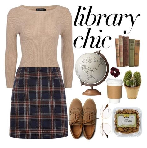 "Study Session: Library Chic" by a-hidden-secret ❤ liked on Polyvore featuring Boohoo, Louche, Ollio, Jamie Young, Nearly Natural, Ray-Ban and Forever 21 Literary Aesthetic Fashion, Library Chic Fashion, Bookworm Style Outfits, Librarian Work Outfits, Library Chic Outfits, Cute Librarian Outfit, Library Outfits Aesthetic, Study Date Outfit, Library Fits