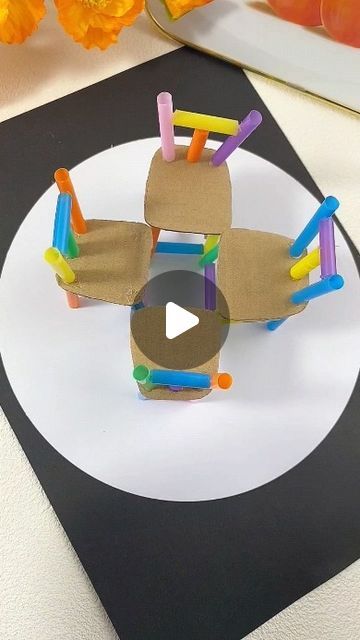 paper crafts creator on Instagram: "Don’t throw away express boxes and used straws, make a small stool to play with #wasteutilization #kindergarten #handiwork #handmade #diy #brain #turn waste into treasure handwork  paper craft  ideas" Best Out Of Waste Ideas For Kids, Art From Recycled Materials, Straw Crafts, Craft From Waste Material, Paper Craft Ideas, Summer Crafts For Kids, Small Stool, Best Out Of Waste, Easy Doodles Drawings