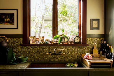 A Berkeley Kitchen Tour with Alice Waters and Fanny Singer Stained Concrete Countertops, Kitchen Interior Inspiration, Alice Waters, Kitchen Tour, Kitchen Confidential, Tile Design Pattern, Trough Sink, Gorgeous Tile, Trendy Home Decor