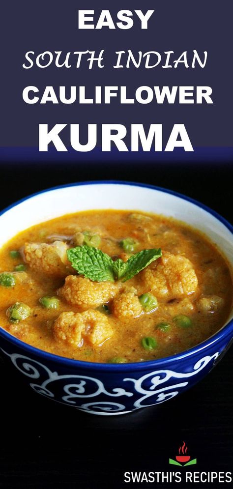 Cauliflower Korma Recipe, Cauliflower Recipes Indian Curries, Coconut Recipes Indian, Cauliflower Curry Recipes, Cauliflower And Peas Recipe, Cauliflower Recipes Indian, Cauliflower Kurma Recipe, Indian Cauliflower Curry, Cauliflower Korma