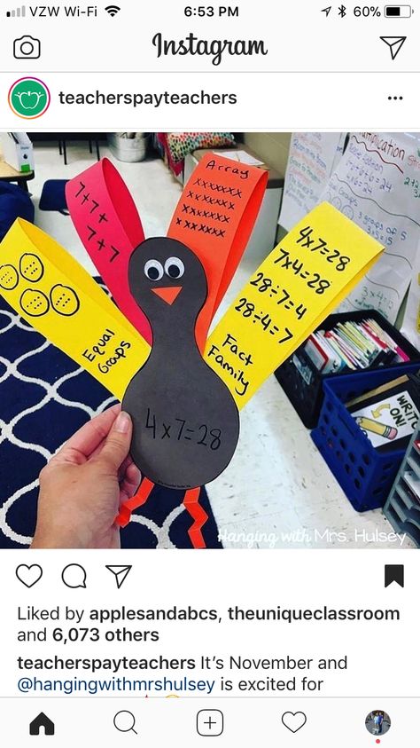 Math Crafts For Kids, November Math, Thanksgiving Math Activities, Thanksgiving Classroom, Thanksgiving Math, Fall Math, Math Crafts, Math Multiplication, 3rd Grade Classroom