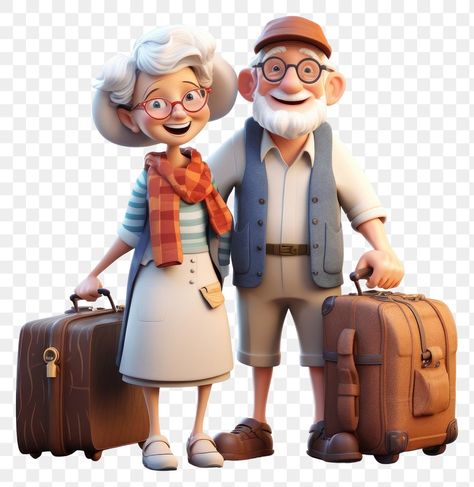 Old Couple Cartoon, Man Traveling, Old Couple, Man Cartoon, Cartoon Png, Person Cartoon, Old Couples, Cartoons Png, Png Text