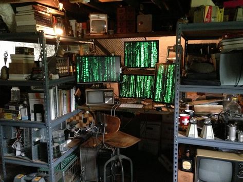 Cyberpunk Inspired Room, Cyberpunk Workshop, Cyberpunk Office, Cyberpunk Desk, Cyberpunk Decor, Cyberpunk Interior Design, Hacker Room, Cyberpunk Room, Computer Room