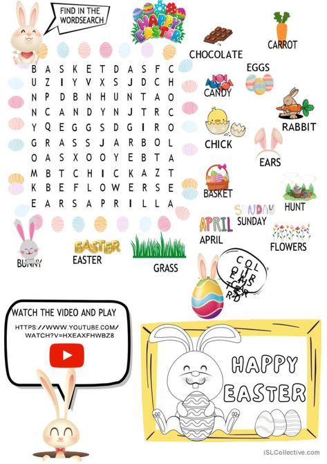 April Easter, Easter Flowers, Esl Worksheets, Bad Timing, Easter Cards, Grammar, Word Search, Online Printing, Vocabulary