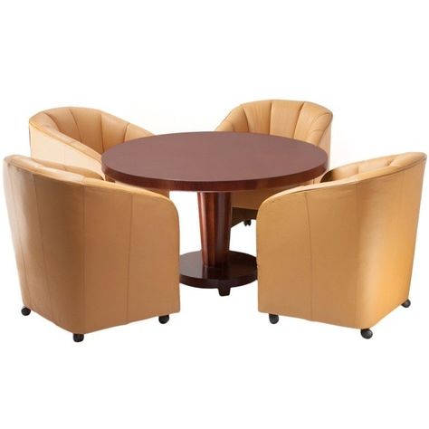 Round Game Table And Chairs - Ideas on Foter Dining Room Club Chairs, Game Table And Chairs, Club Table, Barrel Chairs, Round Table And Chairs, Chippendale Chairs, Modern Club Chair, Dining Room Remodel, Caster Chairs