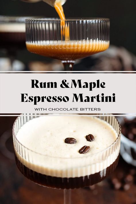 Rum Espresso Martini - The Healthful Ideas Fall Espresso Martini Recipes, Rum Espresso Martini, Easy Espresso, Homemade Liqueur Recipes, Chocolate Bitters, Desert Bar, New Years Cocktails, Espresso Martini Recipe, Espresso Martinis