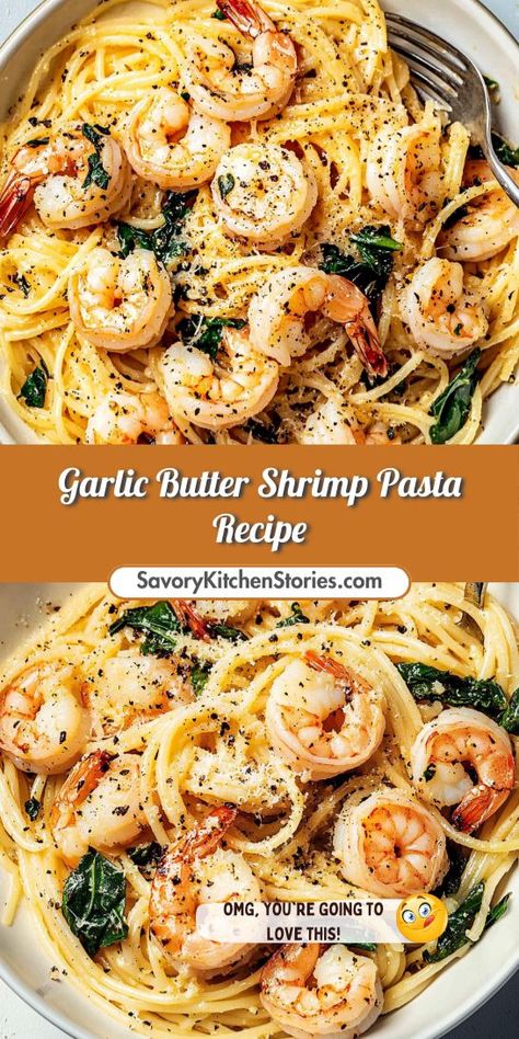 Looking for a quick and delicious seafood dinner? This Garlic Butter Shrimp Pasta Recipe is your answer! Enjoy a flavorful, satisfying meal that's ready in under 30 minutes. Save this recipe for your next weeknight dinner and impress your family with a delightful seafood dish! Angle Hair Pasta Recipe With Shrimp, Frozen Shrimp And Pasta Recipes, Shrimp Pasta With Vegetables, Shrimp Spaghetti Pasta Recipes, Dairy Free Seafood Pasta, Garlic Butter Sauce For Seafood Pasta, Saute Shrimp Recipes, Shrimp Pasta Recipes Easy Healthy, Shrimp Spinach Pasta Recipes