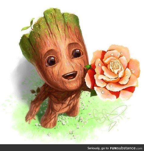 Baby Groot wishes you a great day :) Baby Groot Drawing, Groot Tattoo, Groot Baby, Groot Guardians, 3d Karakter, Groot Marvel, I Am Groot, Baby Groot, Marvel Wallpaper