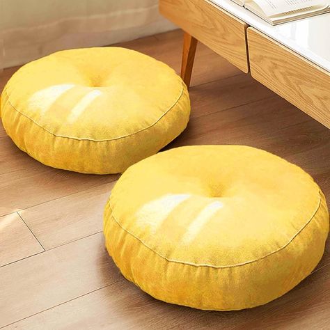 Amazon.com: Gfobip Meditation Floor Pillow Set of 2 Yoga Pillow Large Round Floor Cushions for Living Room Blue Floor Seat Pillows Cushion for Tatami Yoga 16.5 Inch : Home & Kitchen Floor Pillow Living Room, Living Room Yellow, Yellow Floor, Room Yellow, Living Room Blue, Yoga Pillow, Blue Floor, Yellow Living Room, Room Blue