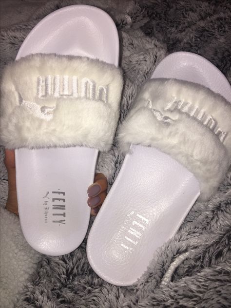 white puma fenty slides Fenty Slides, Fuzzy Slides, Puma Fenty, White Puma, Fenty Puma, Fur Slides, Birthday Wishes, Influencer, Slides