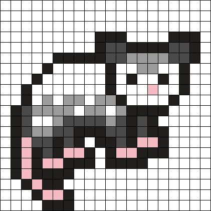 Opossum Perler Beads, Possum Pixel Art, Possum Perler Bead Pattern, Raccoon Perler Bead Pattern, Cute Pixel Art Pattern, 14x14 Perler Bead Patterns, Minecraft Pixel Art Easy, Raccoon Pixel Art, Emo Pixel Art