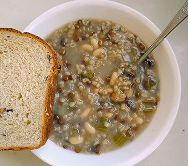 Barley Stew, Mushroom Barley, Brown Lentils, Barley Soup, Lentil Stew, Breakfast Toast, Lentil Soup, Soup Pot, Winter Blues