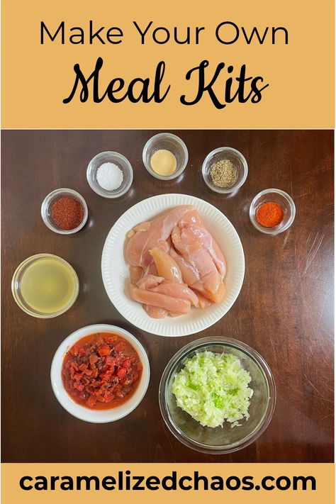 Making your own meal kits can be an easy and affordable way to cook on a weeknight. The best part is you can tailor them to fit you. Build Your Own Recipes, Diy Home Chef Meals, Diy Meal Kits Recipes, Freezer Meal Kits, Diy Meal Kits, Meal Kit Recipes, Meal Kits Diy, Pantry Meals, Freezer Food