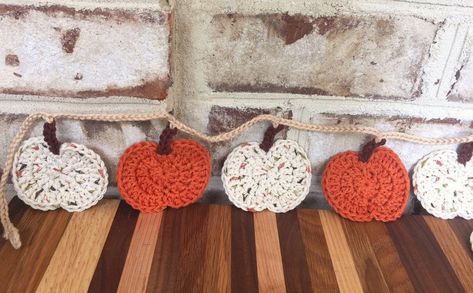 Pumpkin Farmhouse Garland Neutral Crochet Autumn Banner | Etsy Primitive Mantle Decor, Crochet Fall Garland, Crochet Pumpkin Garland, Pumpkin Mantle, Crochet Banner, Crochet Thanksgiving, Neutral Crochet, Autumn Banner, Cupboard Decor