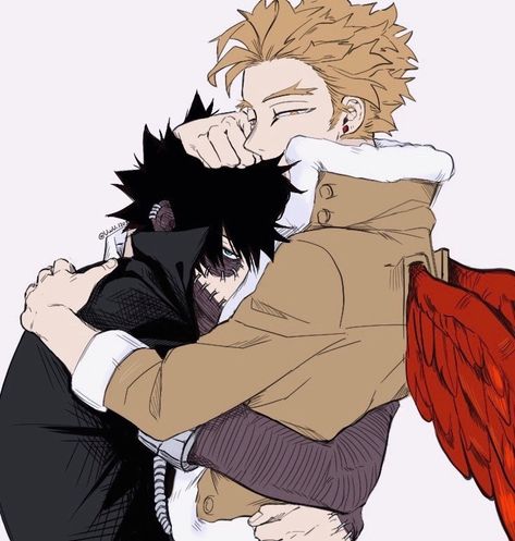 Chibi Hawks And Dabi, Hawks X Dabi Fanart Cute, My Hero Academia Hawks X Dabi, Dabi X Hawks Cuddling, Hawk X Dabi Cute, Dabi X Hawks, Hottest Anime Characters, Hot Wings, Ange Demon